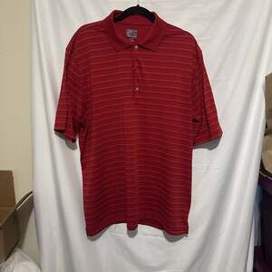 Greg Norman Red Striped Play Dry Performance Golf Polo Shirt